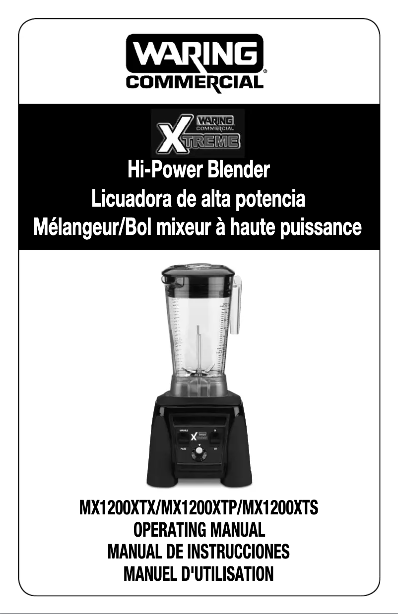 Page n°1 - Manuel utilisateur Waring Commercial MX1200XTP