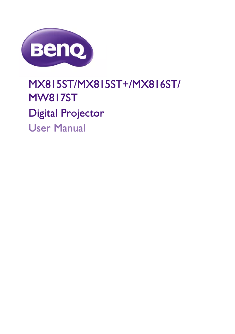 Page n°1 - Manuel utilisateur BenQ MW817ST