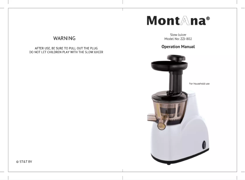 Page 1 de la notice Manuel utilisateur Montana ZZJ-802