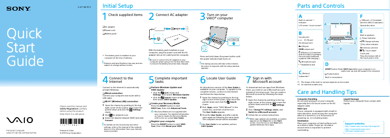 Image de la première page du manuel de l'appareil Vaio Fit 15 SVF15412CXB