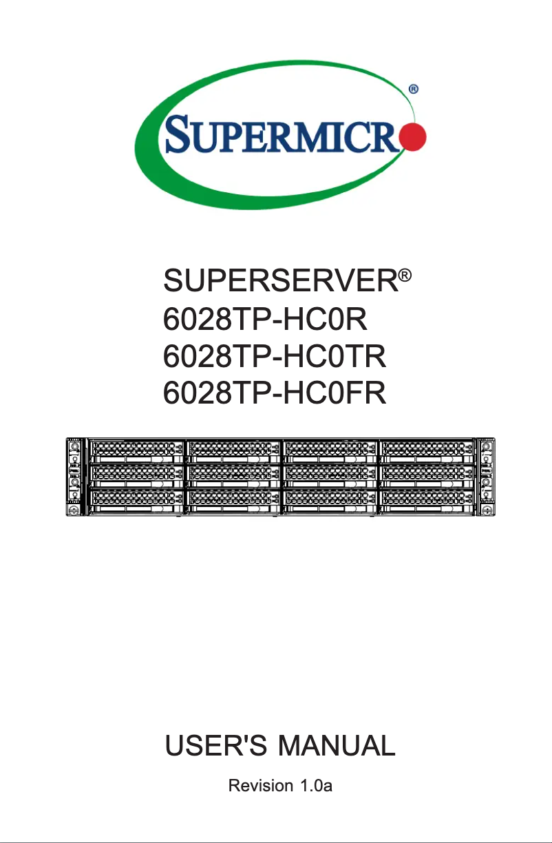 Page 1 de la notice Manuel utilisateur Supermicro SuperServer 6028TP-HC0FR