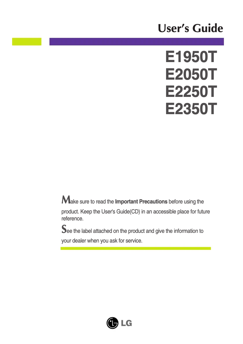 Page 1 of the manual User Manual LG E2050T