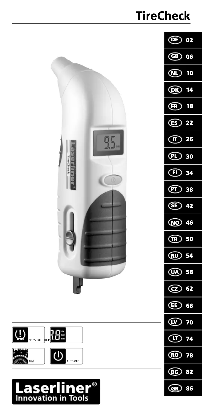 Page n°1 - Manuel utilisateur Laserliner TireCheck