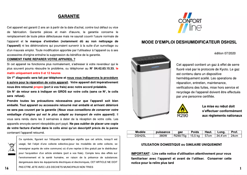 Page 1 de la notice Manuel utilisateur Kitchen Chef DSH25L