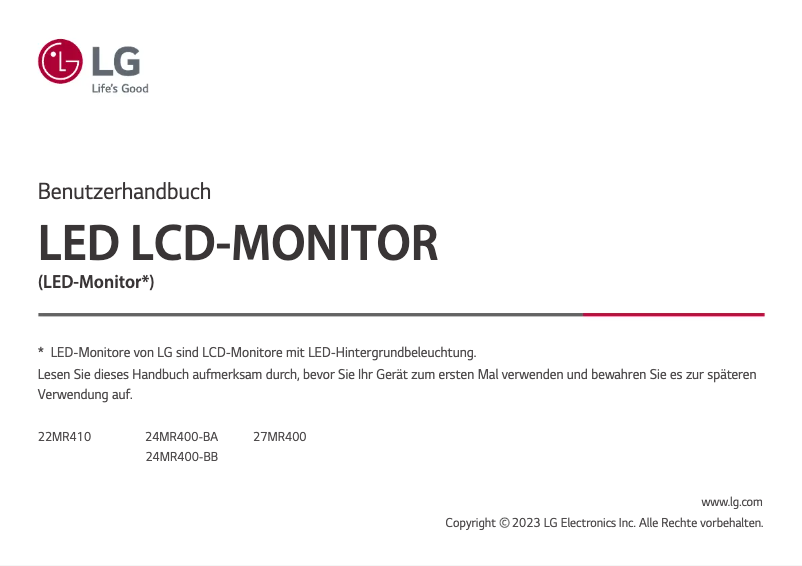Page n°1 - Manuel utilisateur LG 27MR400