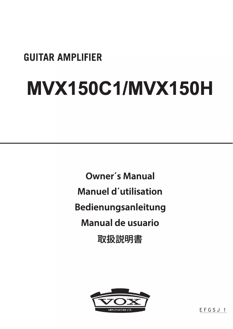 Page 1 de la notice Manuel utilisateur VOX MVX150C1