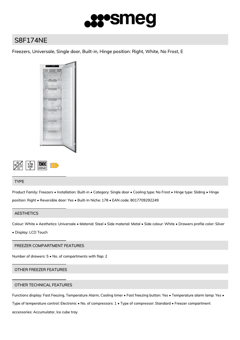 Page 1 de la notice Brochure Smeg S8F174NE
