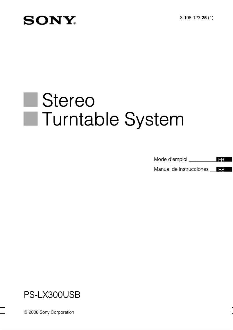 Page n°1 - Manuel utilisateur Sony PS-LX300USB