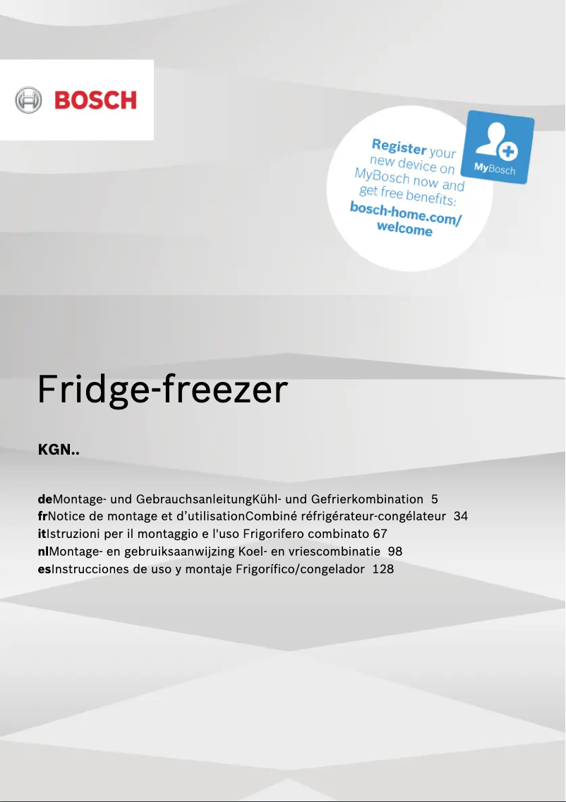 Page n°1 - Manuel utilisateur Bosch KGN56HI3P