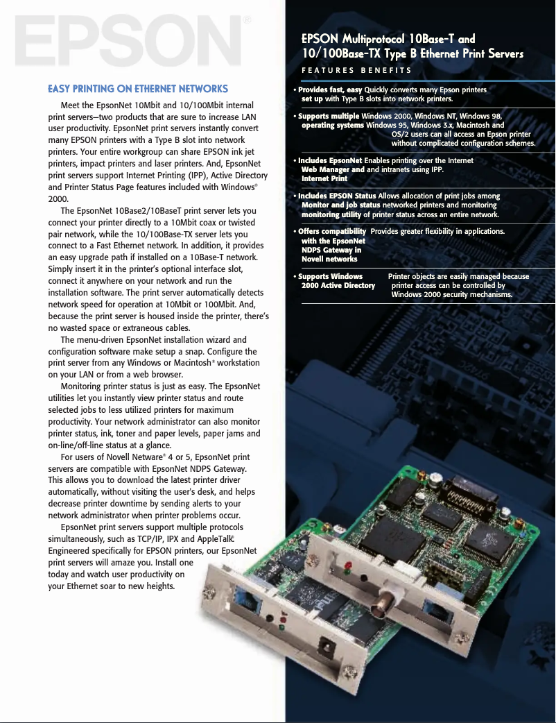 Page 1 de la notice Brochure Epson C823622A