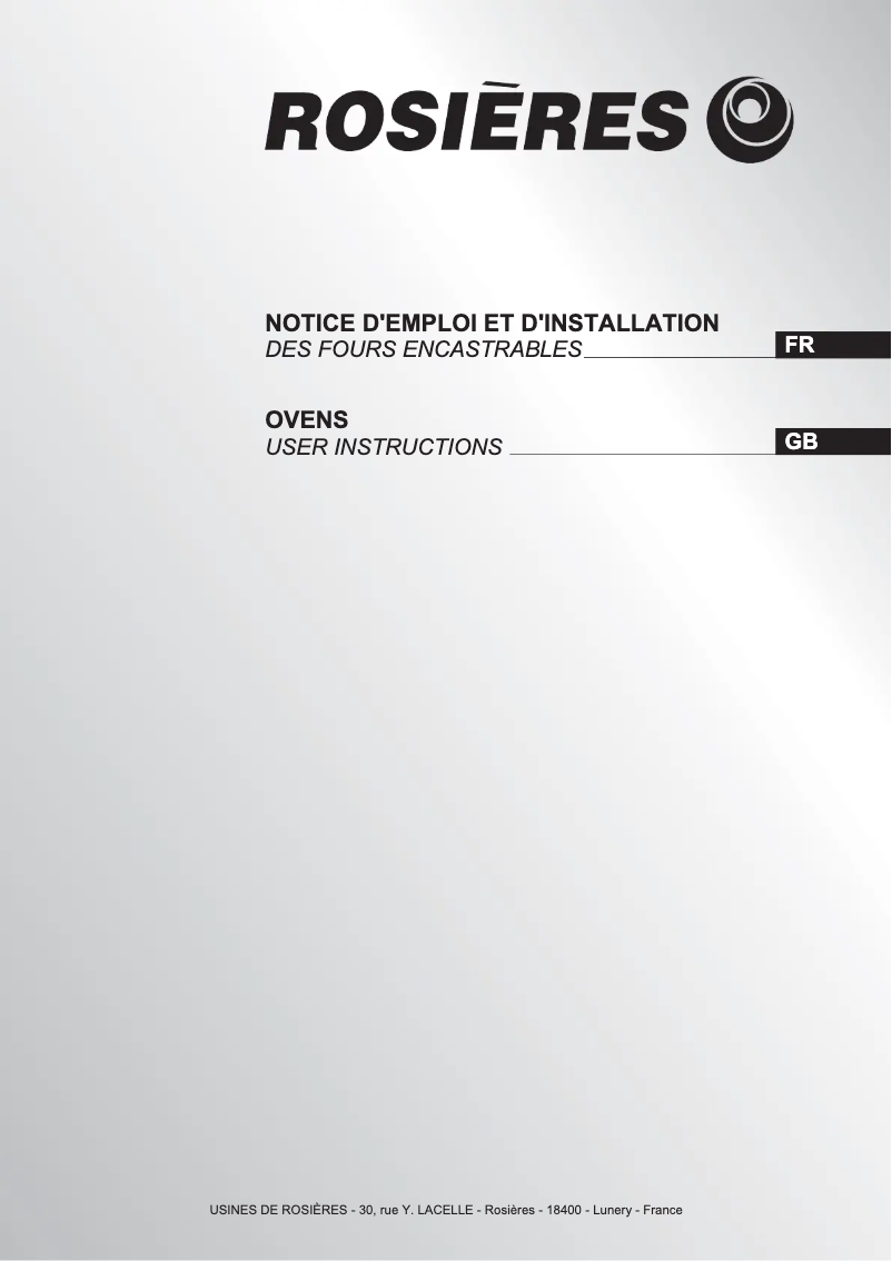 Page 1 de la notice Manuel utilisateur Rosieres RF 4620 IN