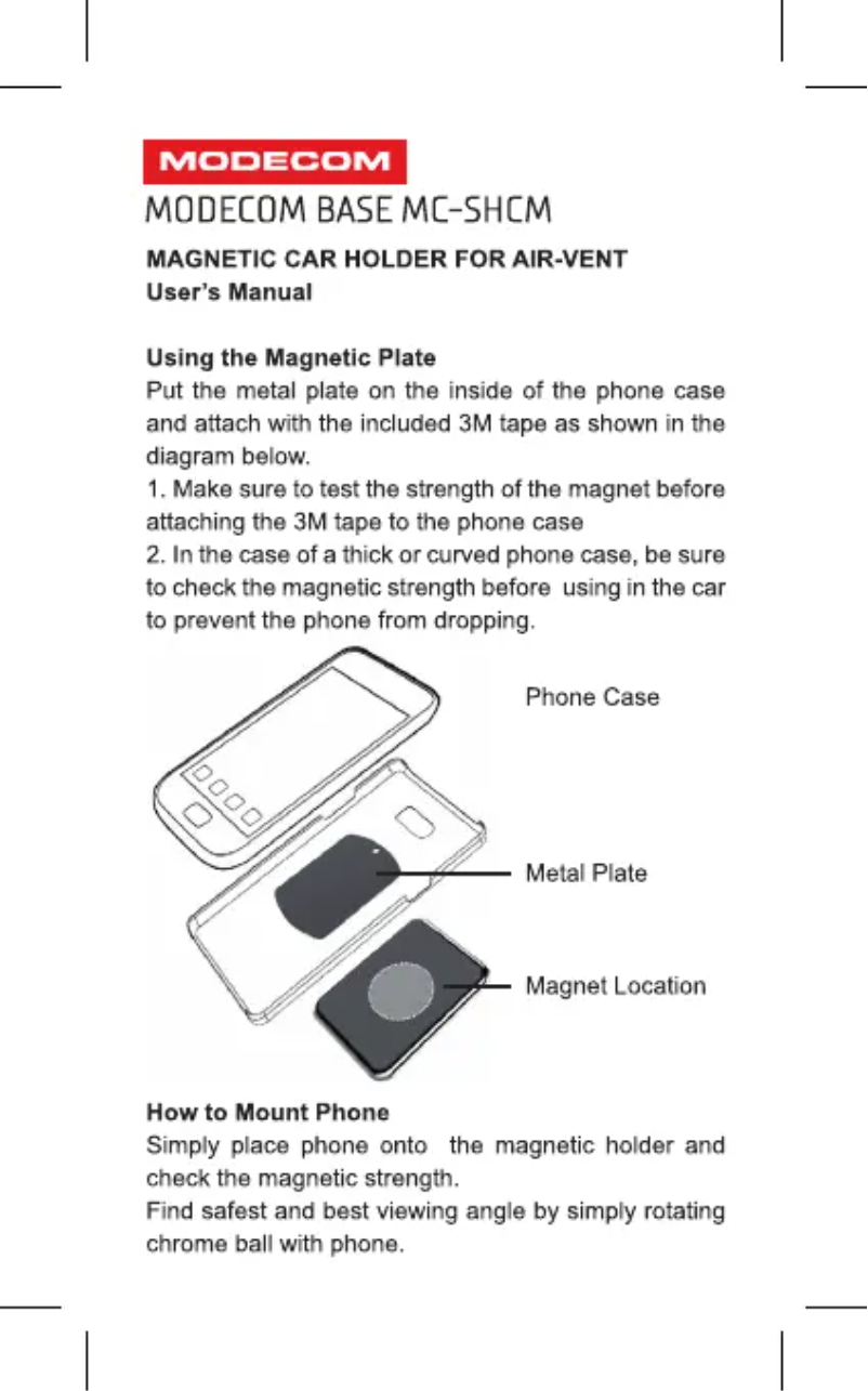 Page 1 de la notice Manuel utilisateur ModeCom MC-SHCM-01