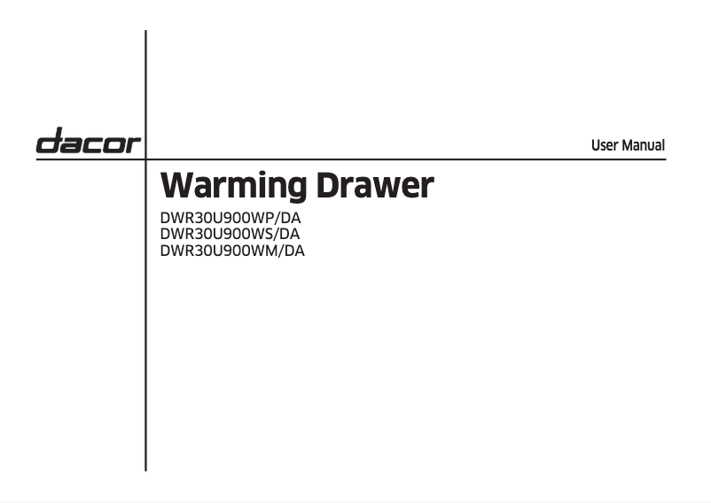 Page n°1 - Manuel utilisateur Dacor DWR30U900WS/DA