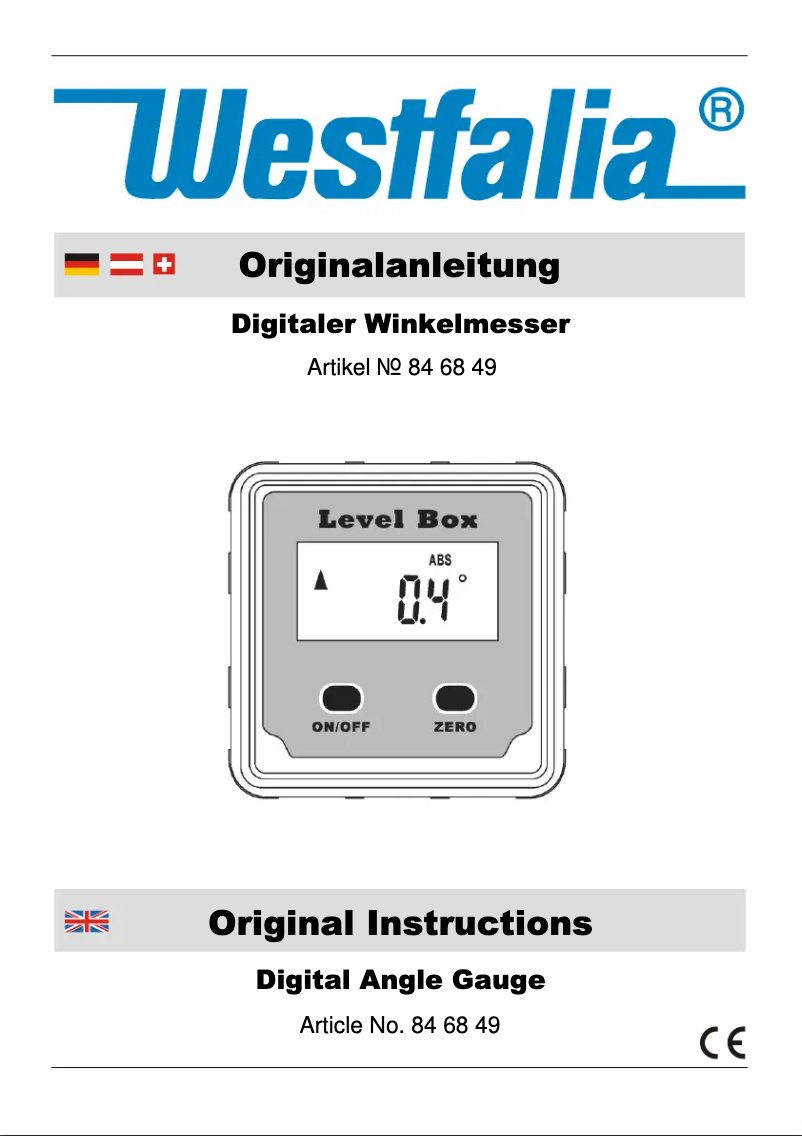 Page 1 de la notice Manuel utilisateur Westfalia 846849
