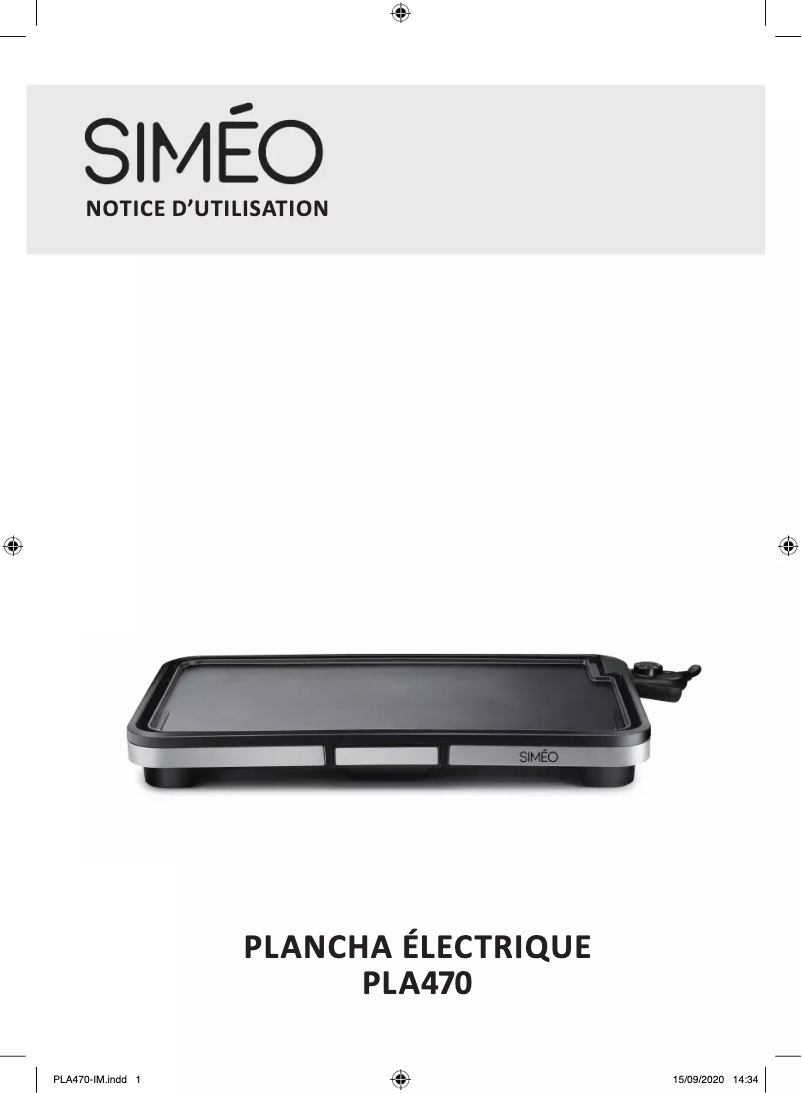 Page n°1 - Manuel utilisateur Siméo PLA470