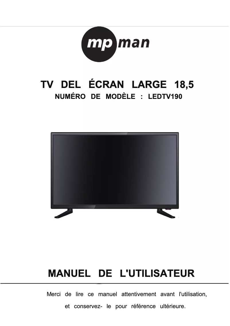 Image de la première page du manuel de l'appareil TV190