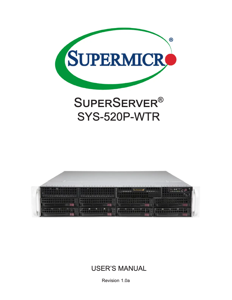 Image de la première page du manuel de l'appareil SuperServer SYS-520P-WTR