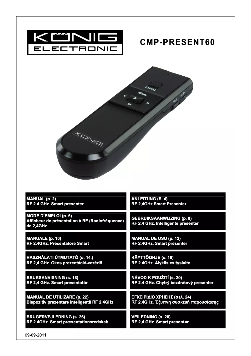 Page n°1 - Manuel utilisateur Konig CMP-PRESENT60