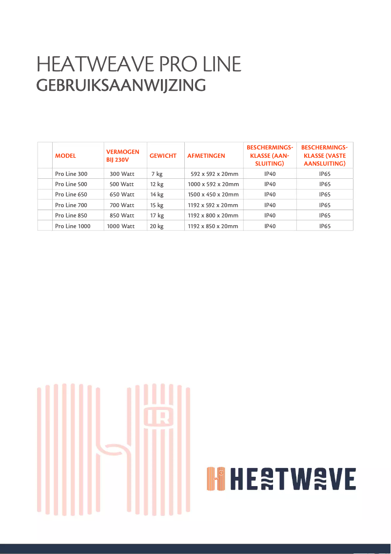 Page n°1 - Manuel utilisateur Heatwave Pro-Line 700