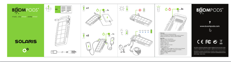Page 1 de la notice Manuel utilisateur Boompods Solaris