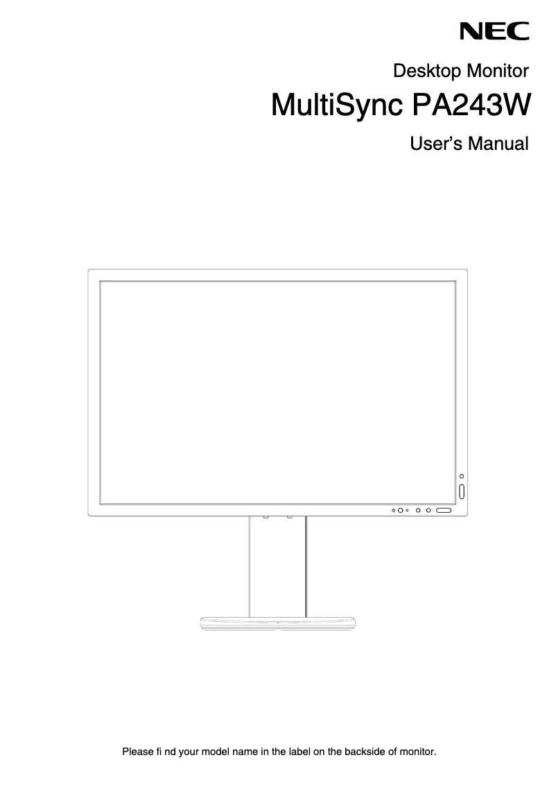 Imagen de la primera página del manual del dispositivo MultiSync PA243W