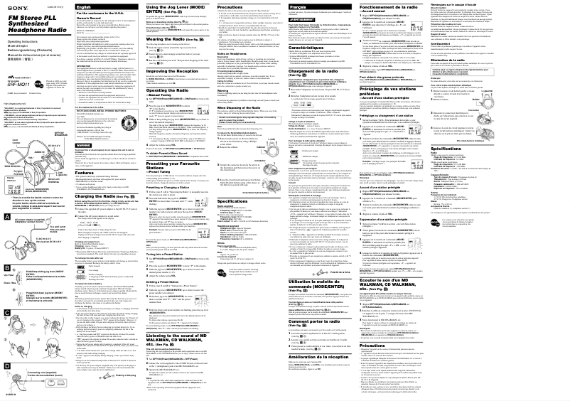 Página 1 del manual Manual de usuario Sony SRF-MQ11
