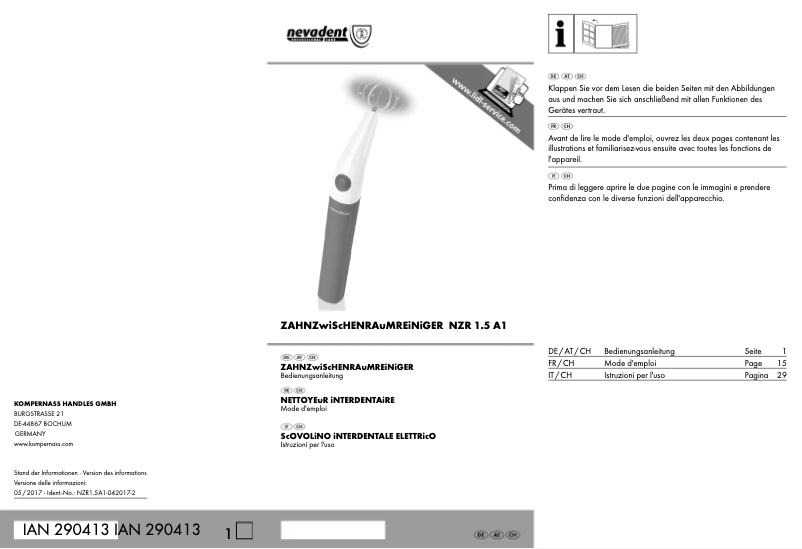 Page 1 de la notice Manuel utilisateur Nevadent NZR 1.5 A1