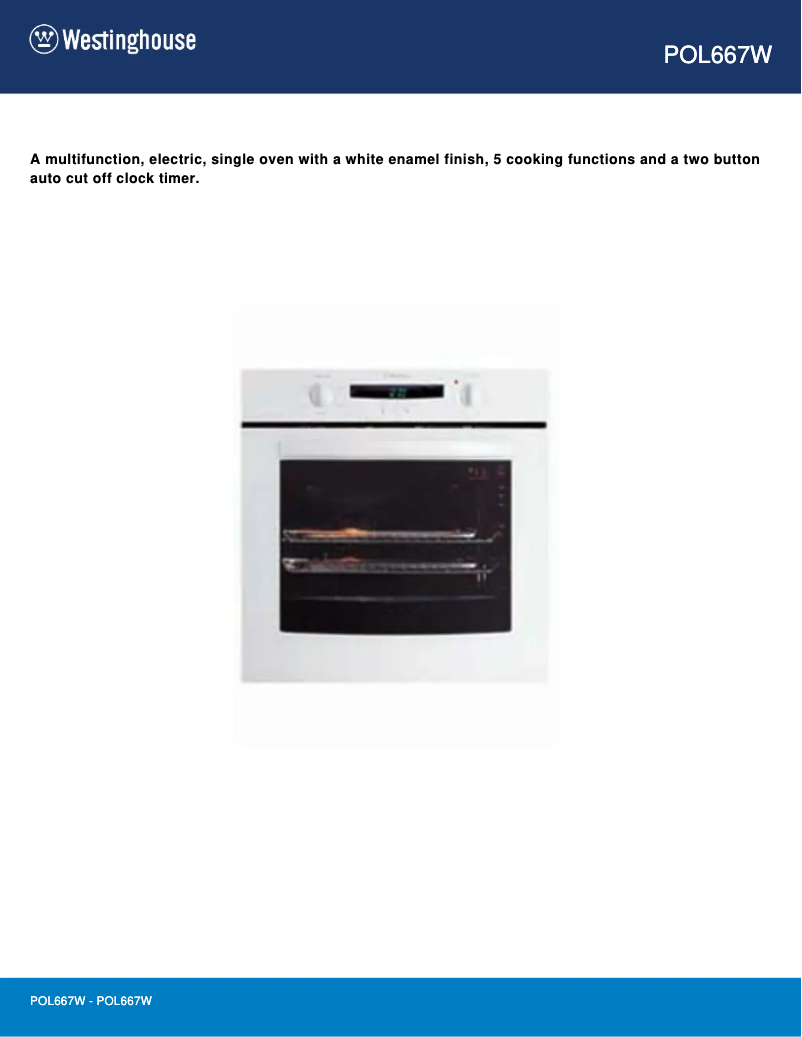 Page 1 de la notice Fiche technique Westinghouse POL667W