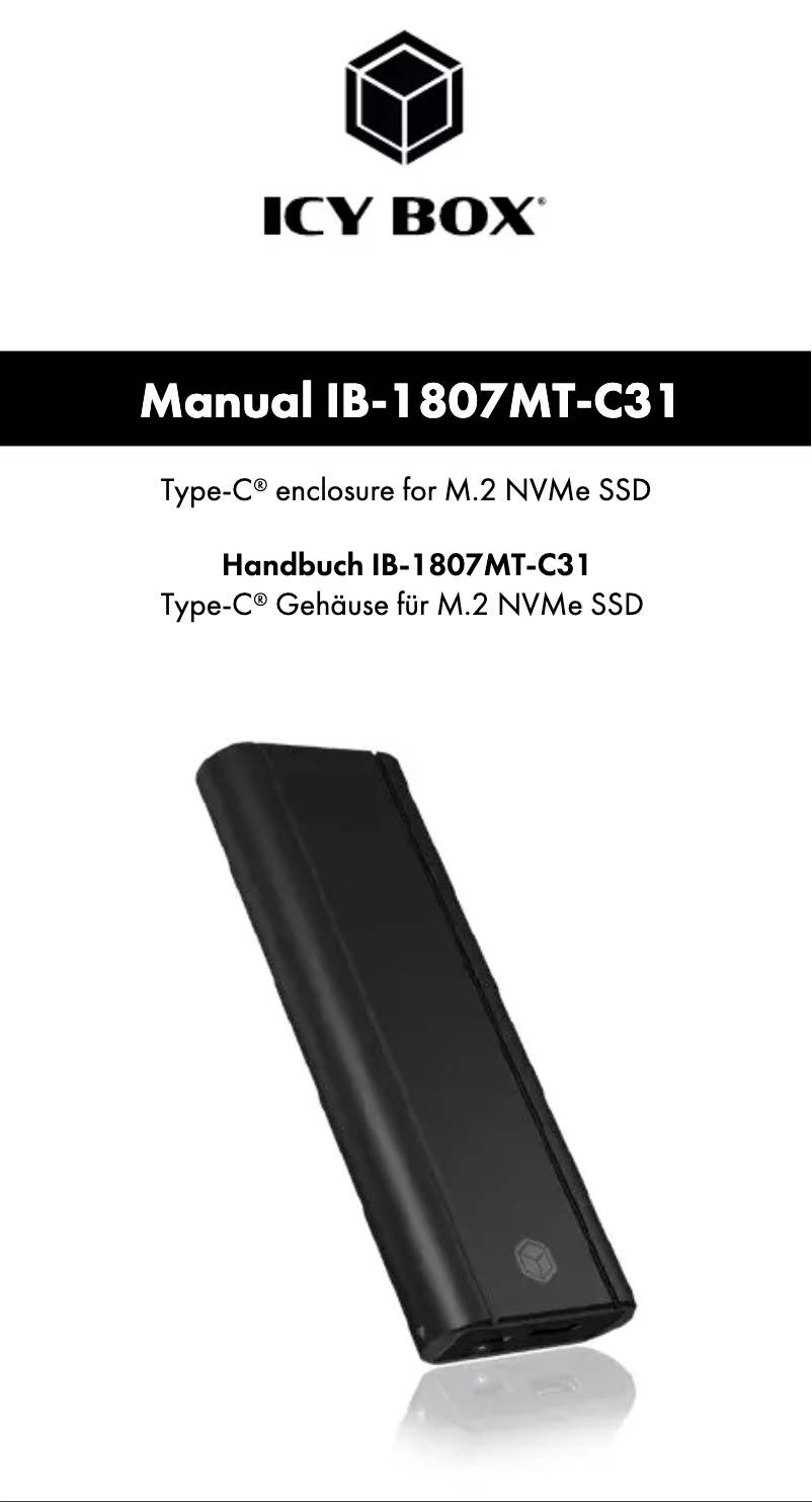 Página 1 del manual Manual de usuario Icy Box IB-1807MT-C31