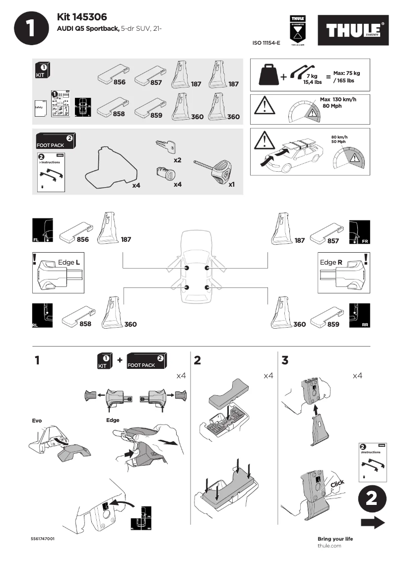 Page 1 de la notice Manuel utilisateur Thule Kit 145306
