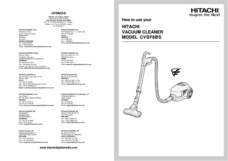 Page 1 de la notice Manuel utilisateur Hitachi CVSF8BS