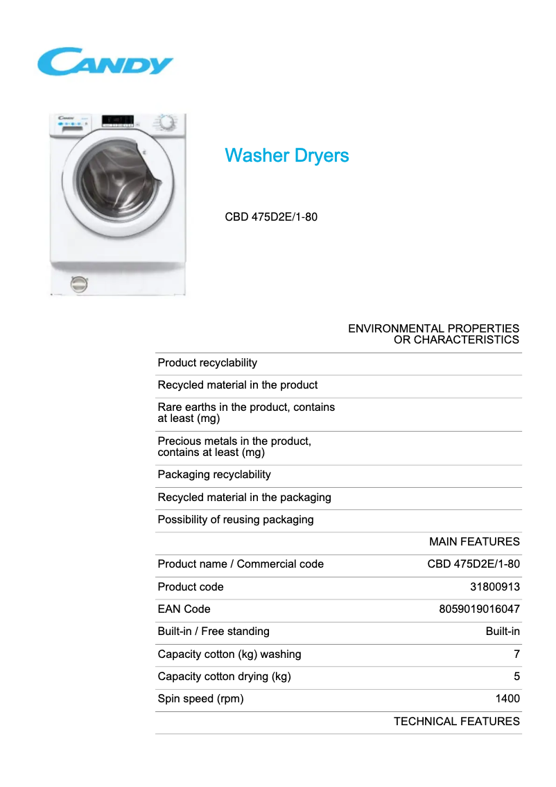 Image de la première page du manuel de l'appareil CBD 475D2E/1-80