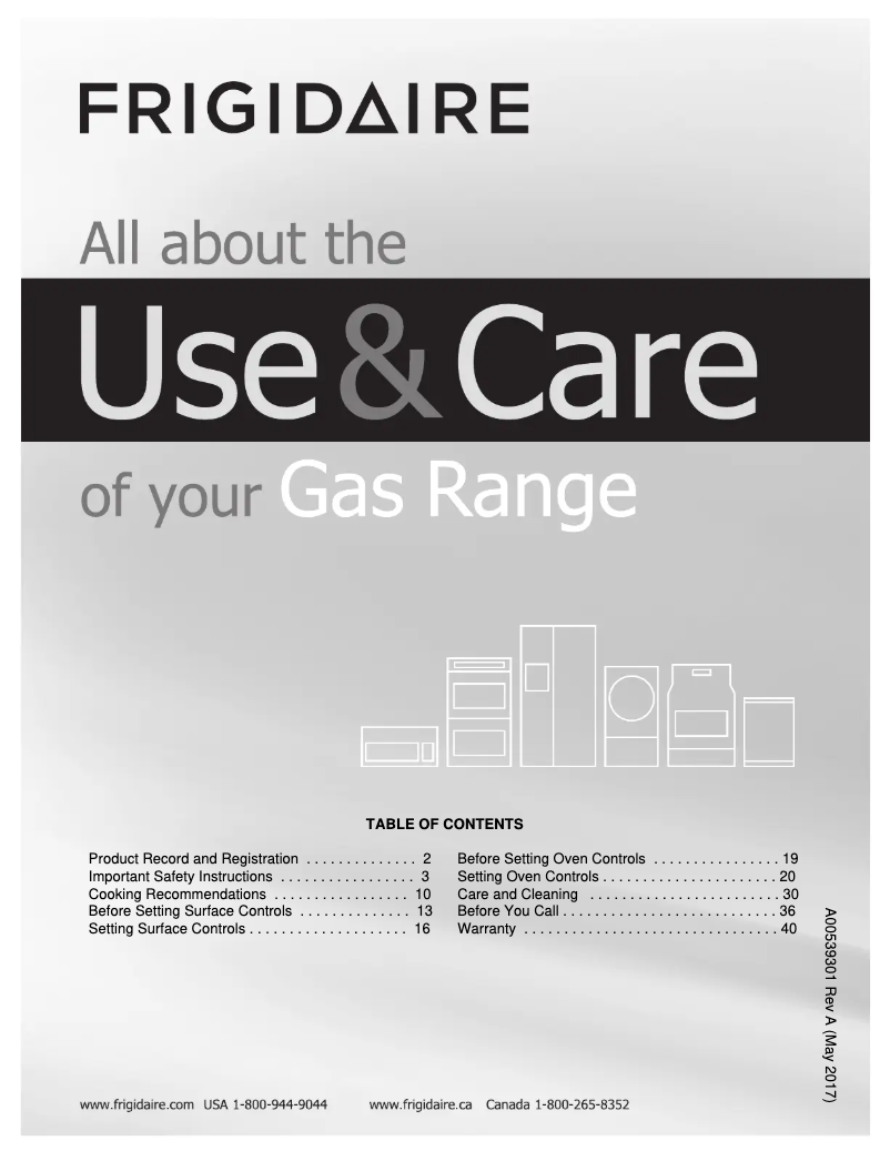 Page n°1 - Manuel utilisateur Frigidaire FFGS3026TW