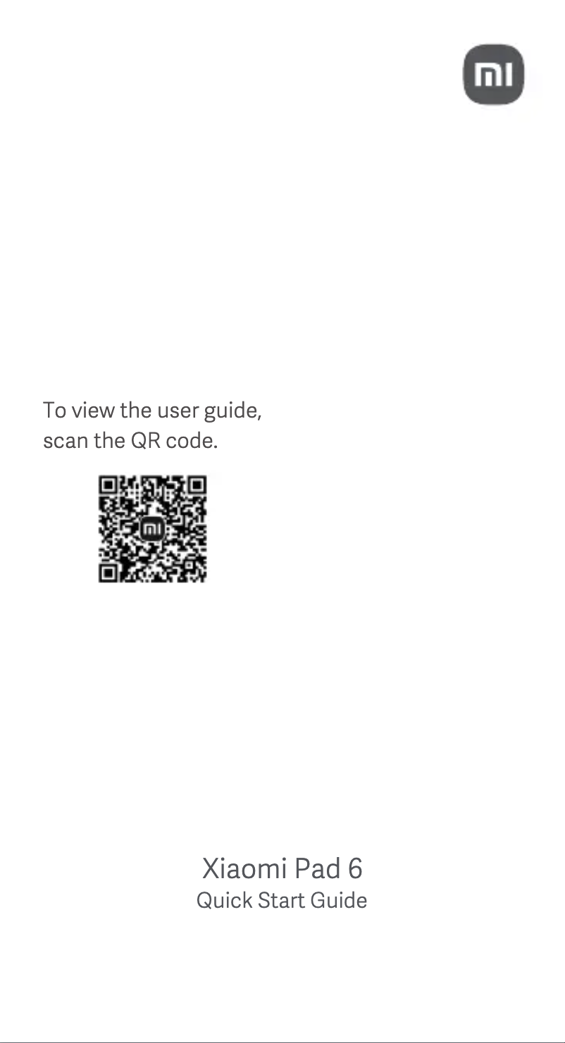 Page 1 de la notice Manuel utilisateur Xiaomi Pad 6