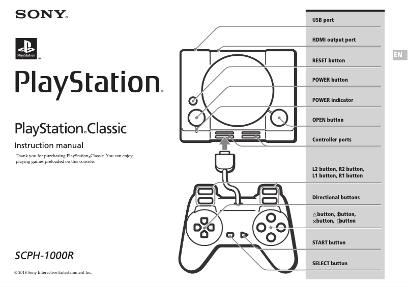 Page 1 de la notice Manuel utilisateur Sony Playstation Classic