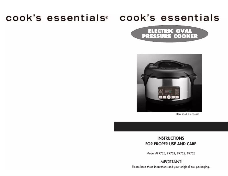 Page 1 de la notice Manuel utilisateur Cook's essentials 99722