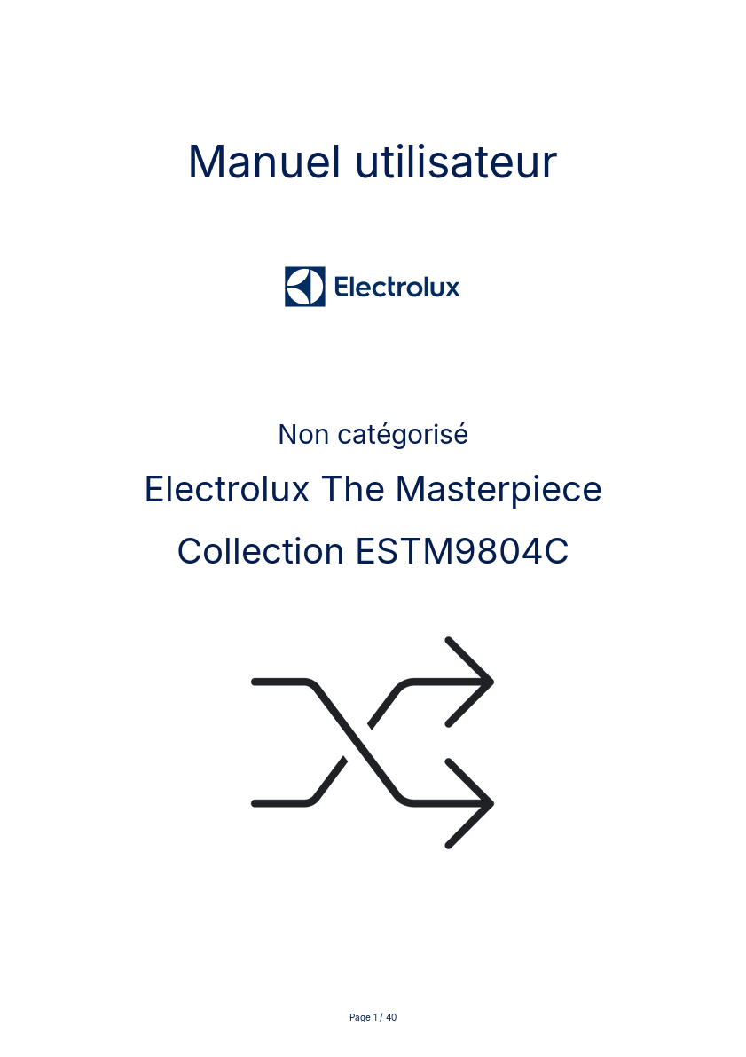 Image de la première page du manuel de l'appareil The Masterpiece Collection ESTM9804C