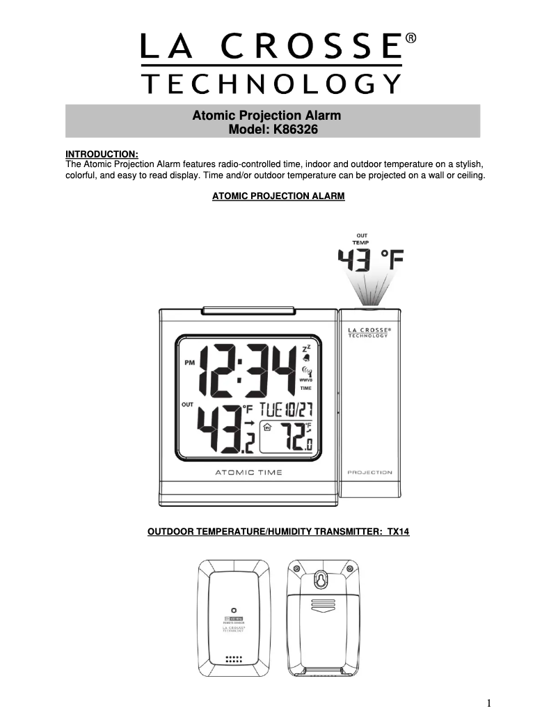 Page 1 de la notice Manuel utilisateur La Crosse Technology K86326