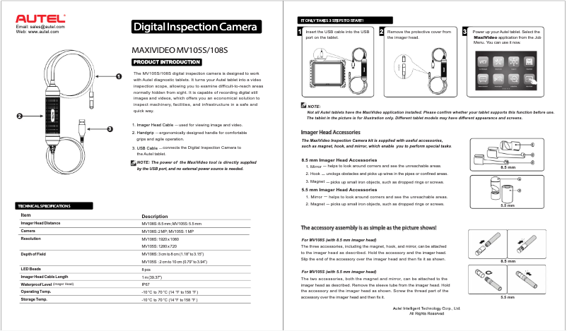 Page n°1 - Manuel utilisateur Autel MaxiVideo MV105S/108S