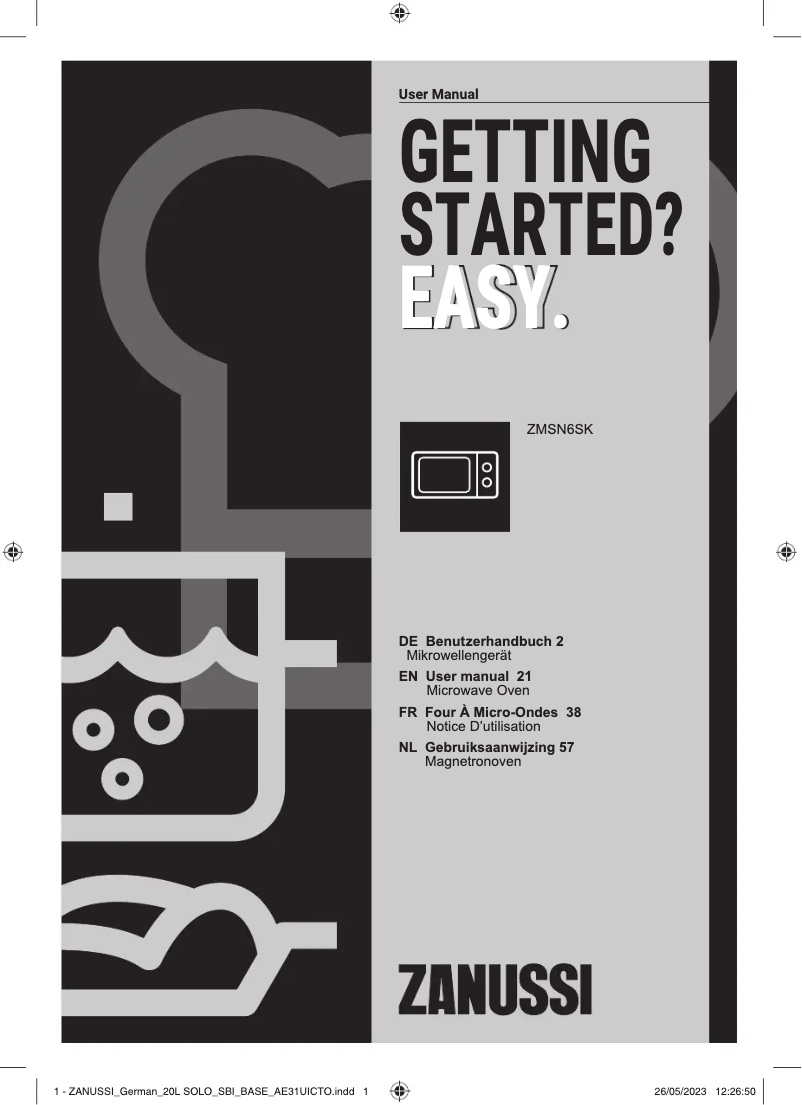 Page 1 de la notice Manuel utilisateur Zanussi ZMSN6SK