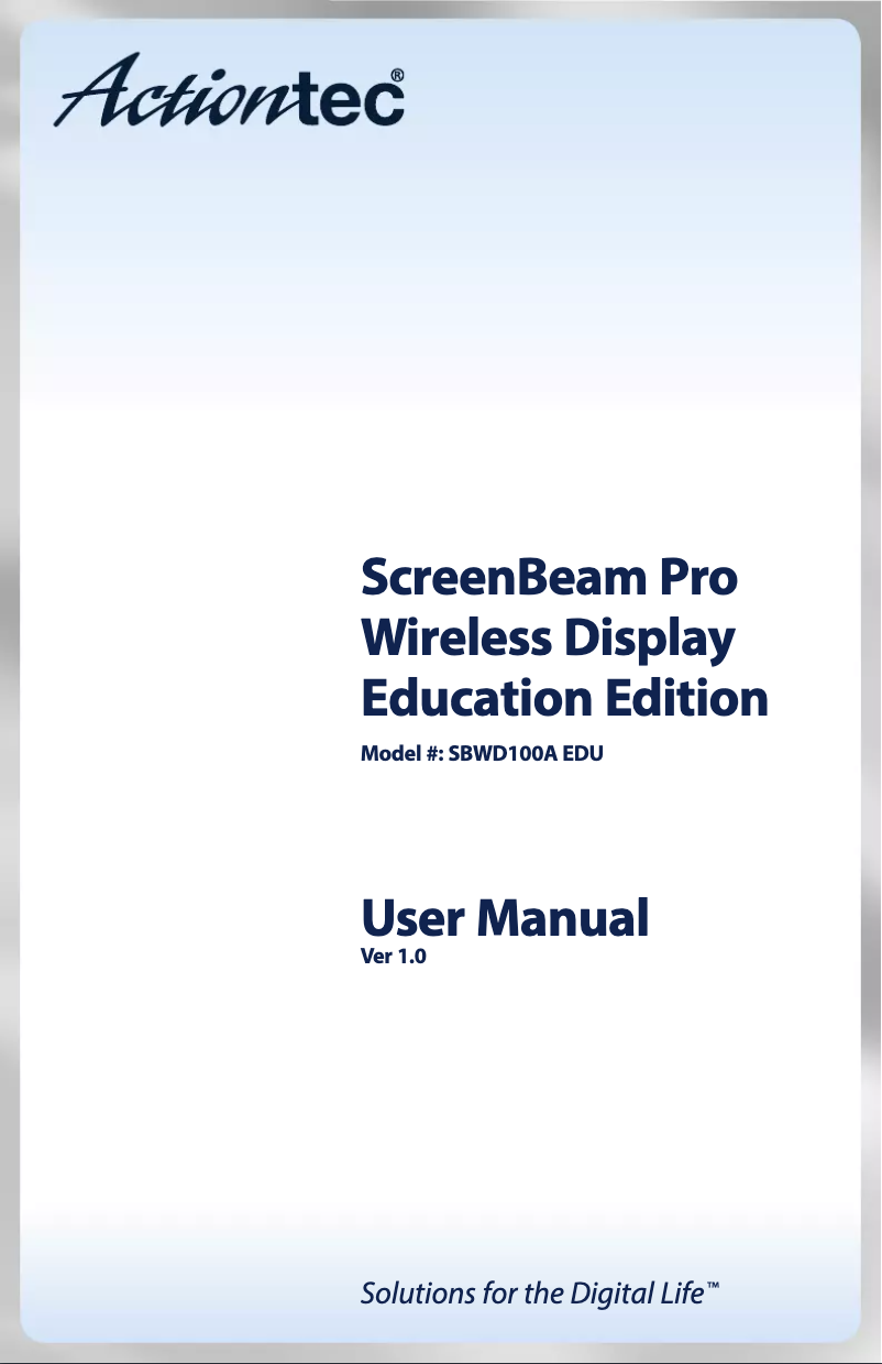 Image de la première page du manuel de l'appareil ScreenBeam Pro Education Edition 2