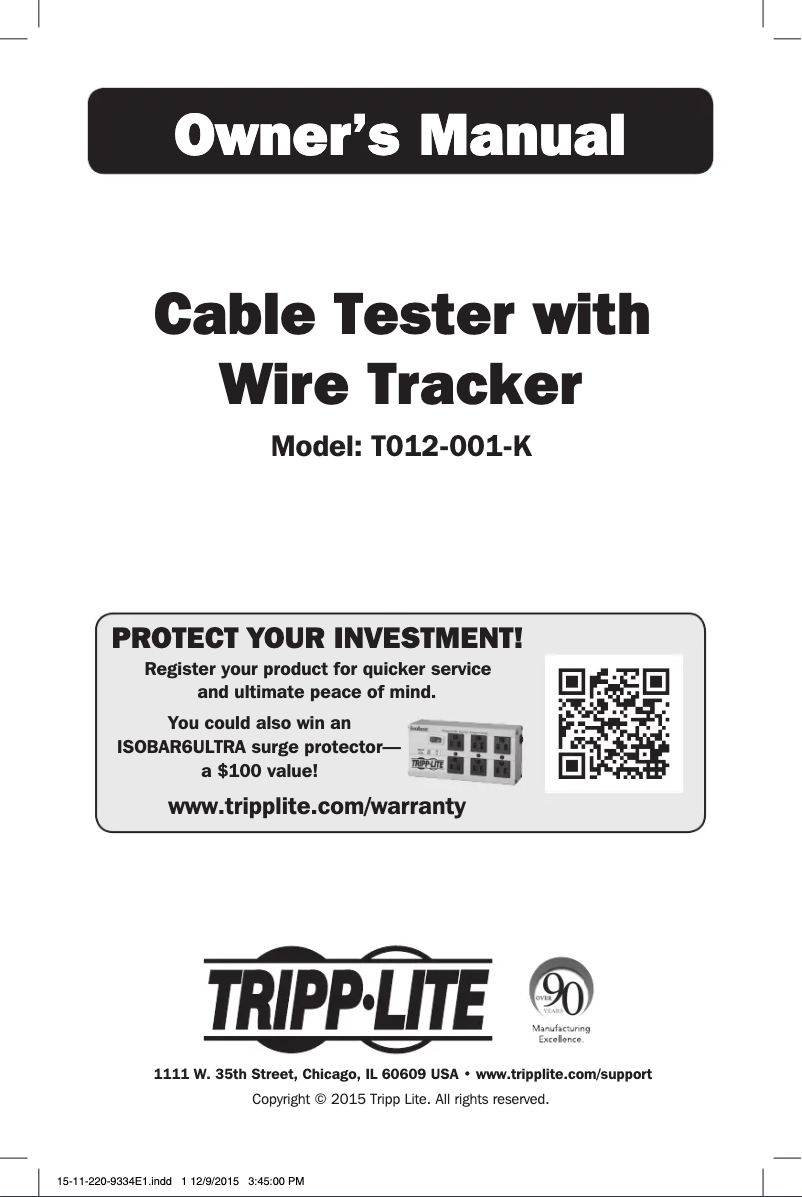 Image de la première page du manuel de l'appareil T012-001-K