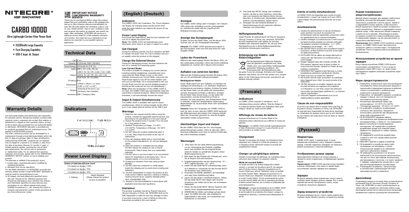 Image de la première page du manuel de l'appareil CARBO 10000