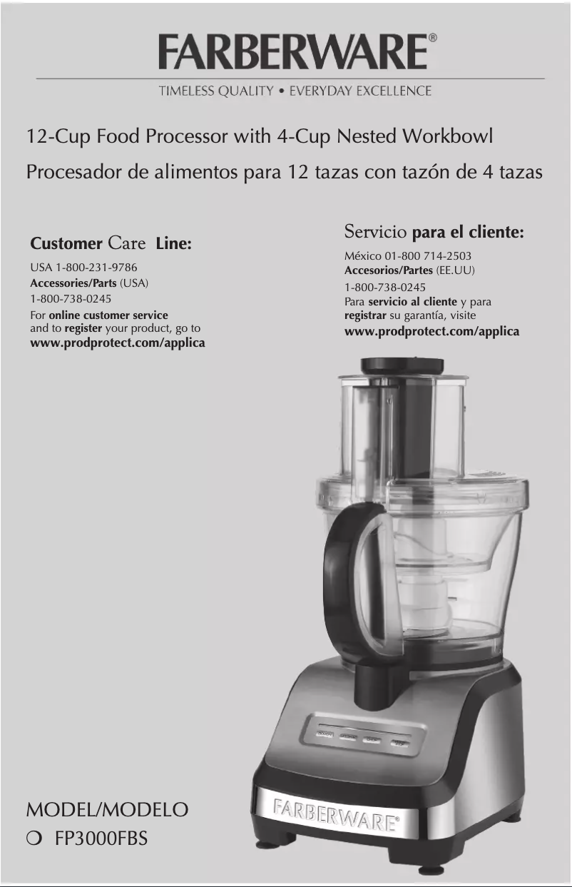 Page 1 de la notice Manuel utilisateur Farberware FP3000FBSC
