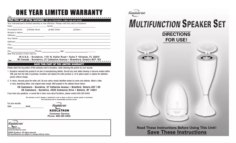 Image de la première page du manuel de l'appareil TW01