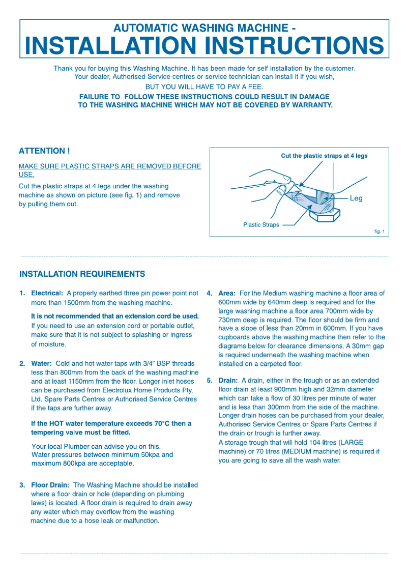 Page 1 de la notice Guide d'installation Westinghouse WWT8084J7WA