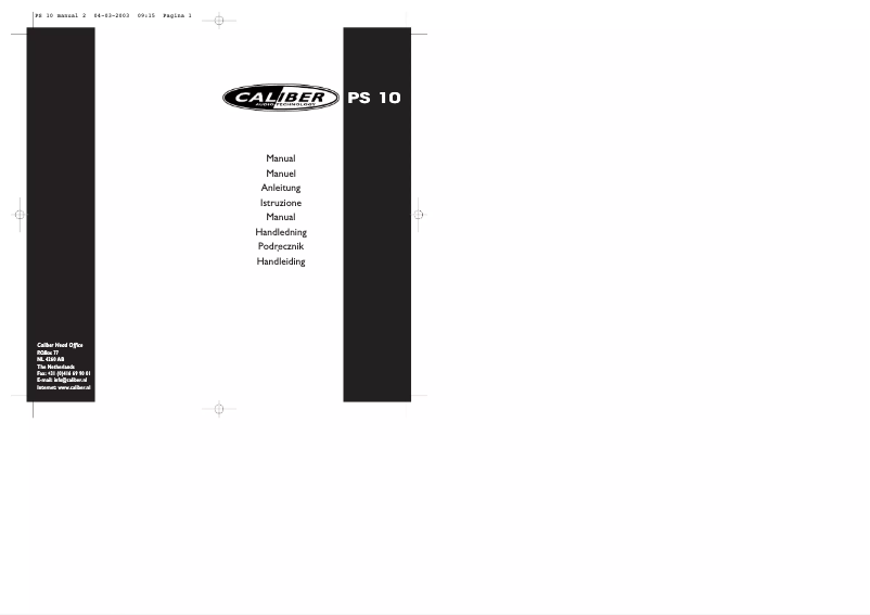 Page 1 de la notice Manuel utilisateur Caliber PS 10