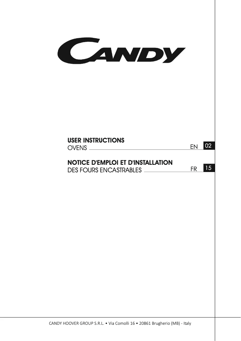 Page 1 de la notice Manuel utilisateur Candy FCNE696X