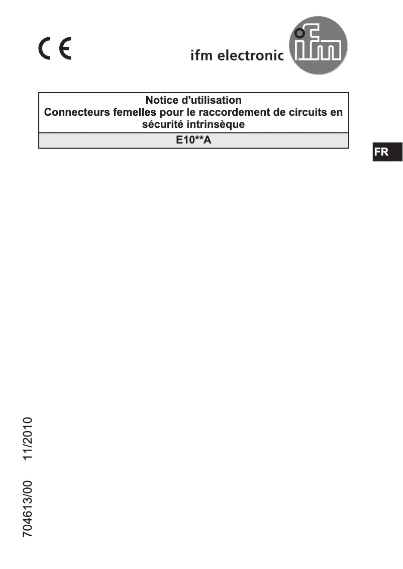 Page n°1 - Manuel utilisateur IFM E1001A