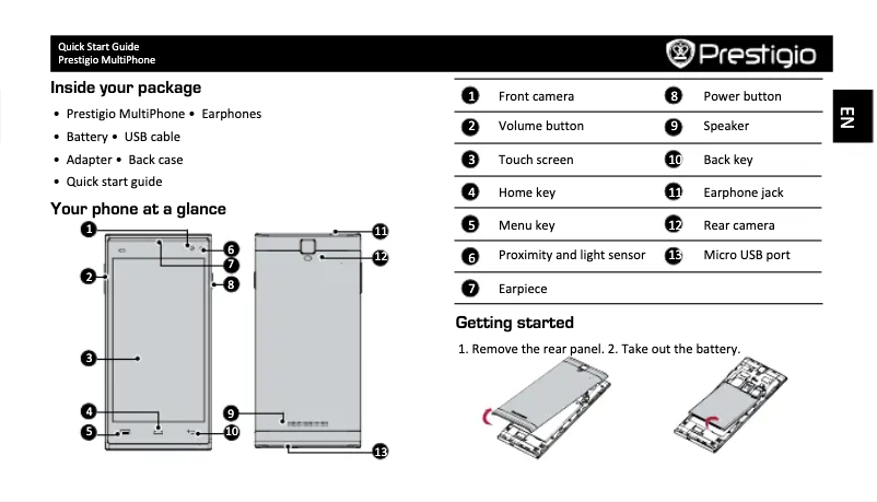 Page n°1 - Guide de démarrage rapide Prestigio MultiPhone 5505 DUO